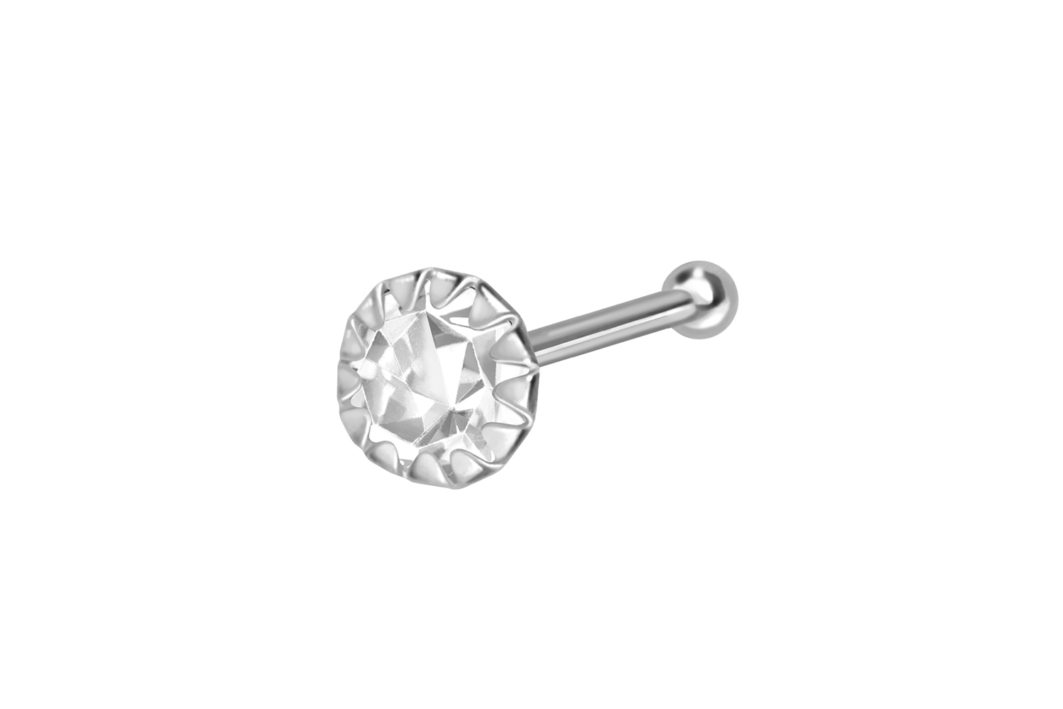 925er Silber Nasenstecker Nasenpiercing Pin EINGEFASSTER KRISTALL